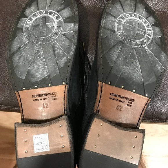 Fiorentini Baker Men Black Distressed Leather Lace Up Boots Italy Size US 9 - Picture 4 of 11